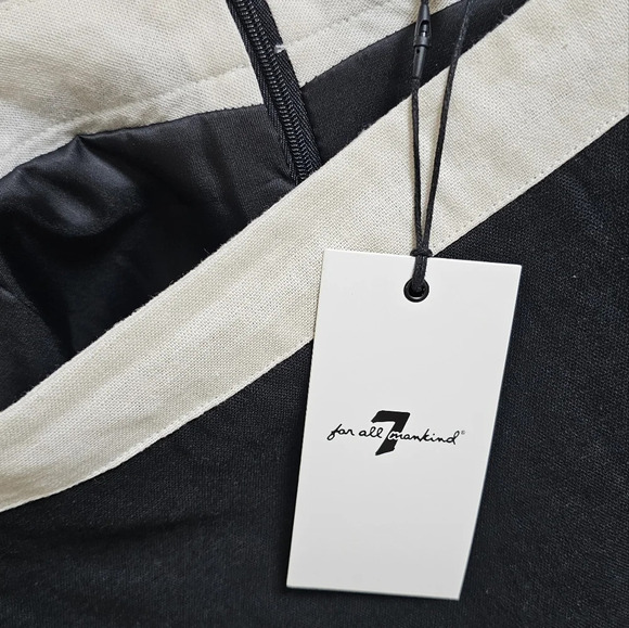 💯HOST PICK💯7 For All Mankind Colorblock Set Top Skirt Off White Black Linen XL - Picture 8 of 9